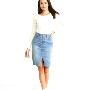 New Marine Layer Celine Midi Jean Skirt